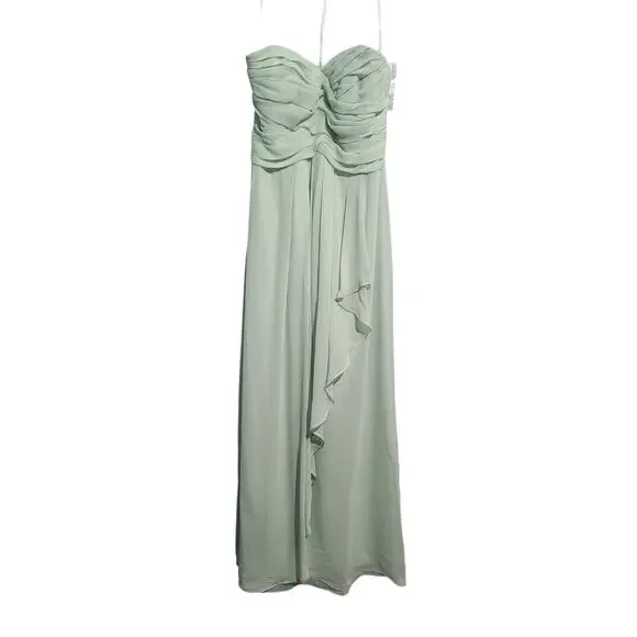 David's Bridal Crinkle Chiffon Dress with Cascade Skirt NWT - Picture 2 of 5